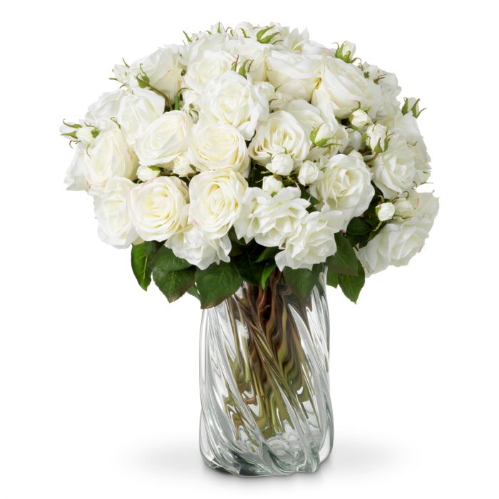 Bouquet of Roses Real Touch 72 pcs/2 Varieties-White Tone